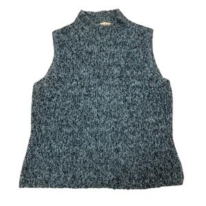 3/$15 Vintage 90’s Chunky Knit Wool Blend Sleeveless Sweater Vest Blue Small